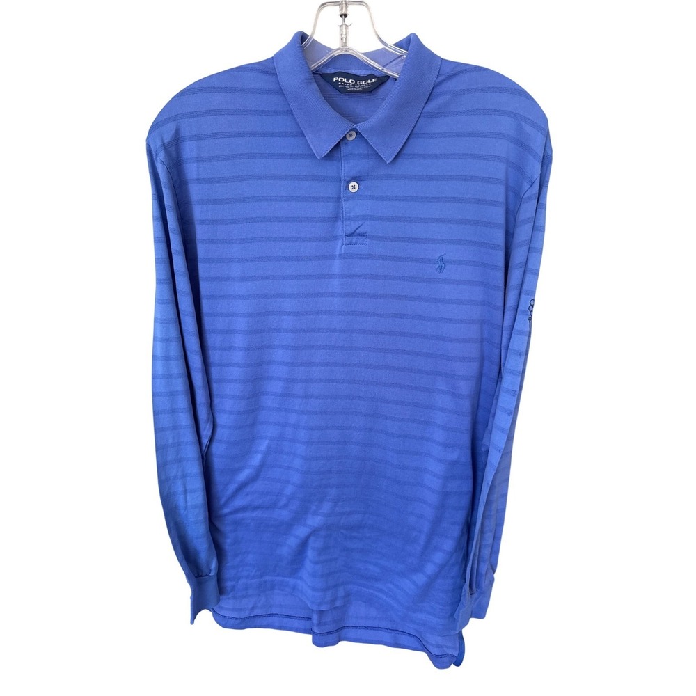 blue striped Polo Golf by Ralph Lauren‎ long-sleeve golf shirt M Blue Purple